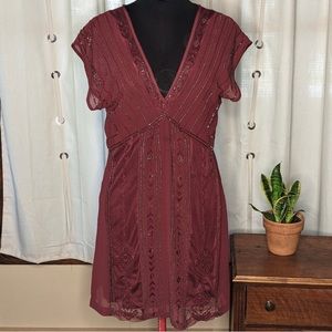 Idyllwind by Miranda Lambert Beaded Maroon Dress